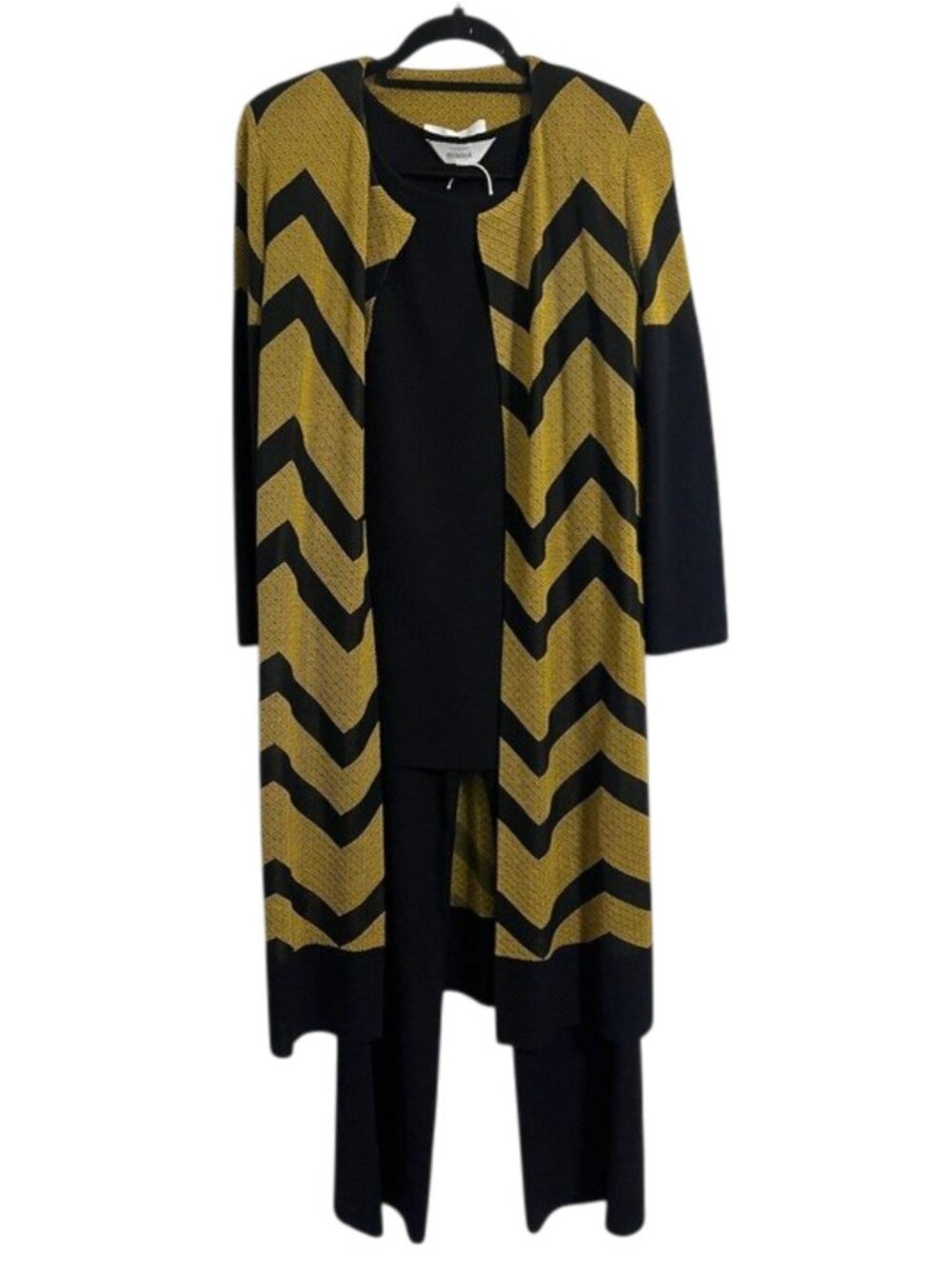 Misook 3 Piece Pantsuit Set Black Yellow Size S